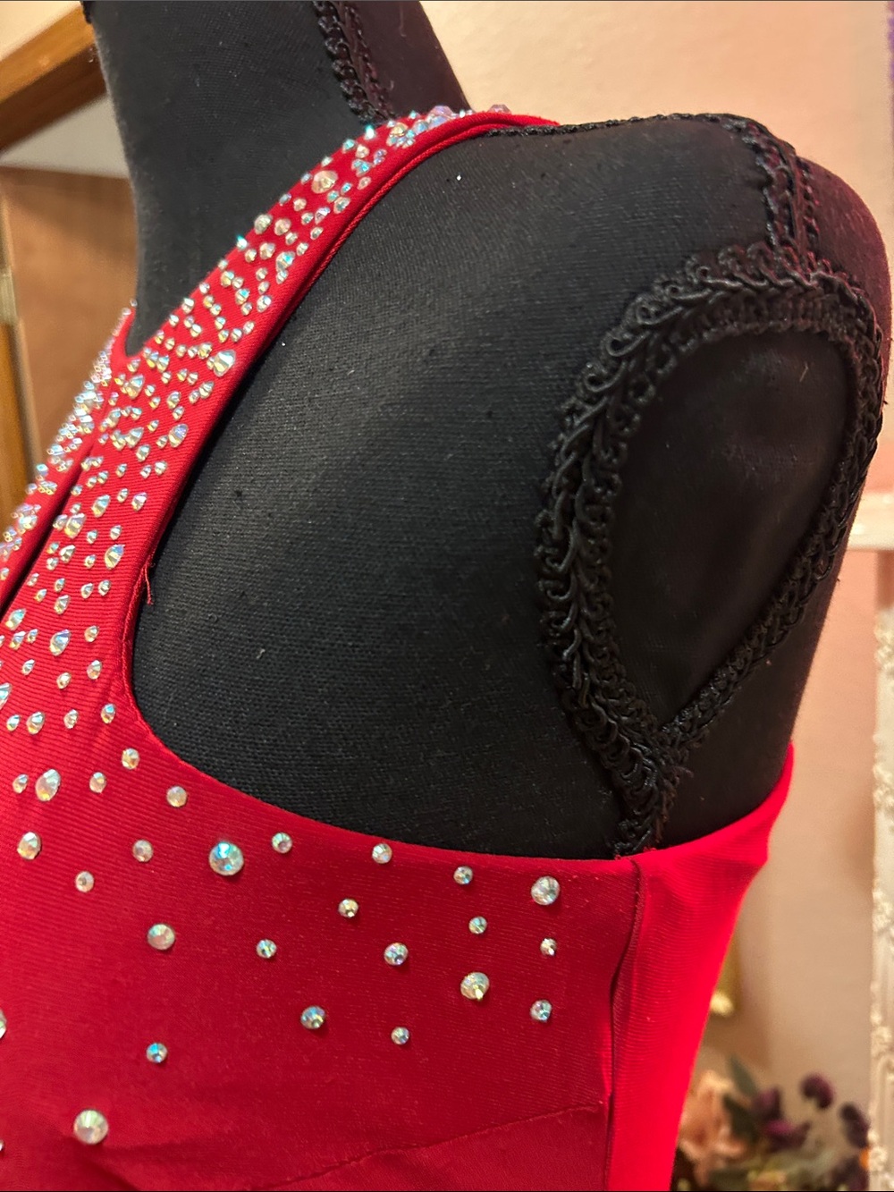 Red Rhinestone Embellished Prom Gown - Picture 6 of 8